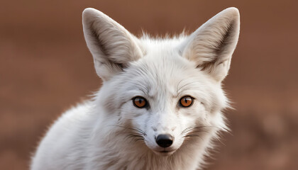 a small white fox with a big ear and a brown background is shown in this picture of a young fox with a big ear and a brown background is shown in the foreground of. Generative AI 