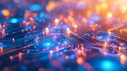 glowing circuit board, tech background - futuristic technology