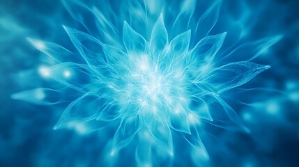 Obraz premium glowing blue abstract flower, energy - abstract art