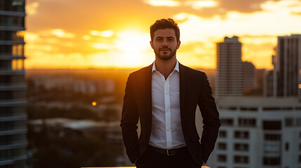 businessman with a city background