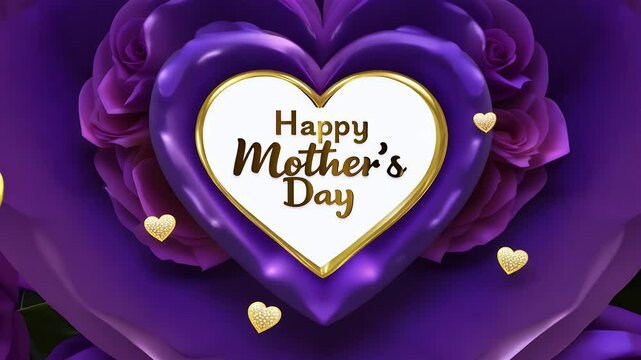touching Happy Mother&rsquo;s Day greeting adorned with purple roses hearts perfectly suited heartfelt cards social media posts