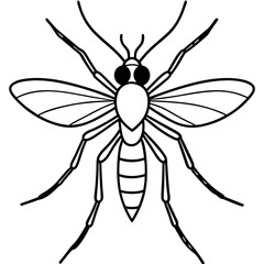 Cute Silhouette of a Mosquito line art vector cartoon illustration