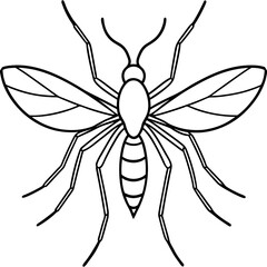 Cute Silhouette of a Mosquito line art vector cartoon illustration