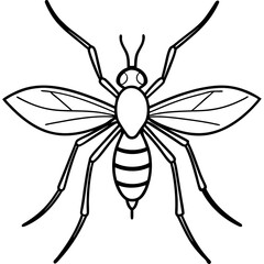 Cute Silhouette of a Mosquito line art vector cartoon illustration