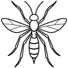 Obraz premium Cute Silhouette of a Mosquito line art vector cartoon illustration