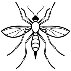 Cute Silhouette of a Mosquito line art vector cartoon illustration