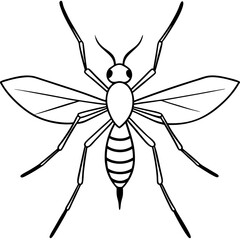 Obraz premium Cute Silhouette of a Mosquito line art vector cartoon illustration