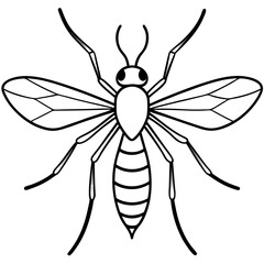 Cute Silhouette of a Mosquito line art vector cartoon illustration