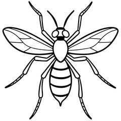 Obraz premium Cute Silhouette of a Mosquito line art vector cartoon illustration