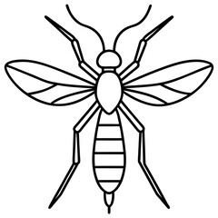 Cute Silhouette of a Mosquito line art vector cartoon illustration