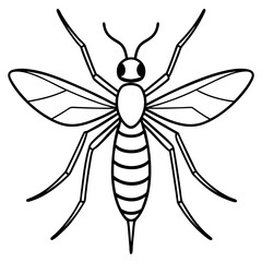 Cute Silhouette of a Mosquito line art vector cartoon illustration