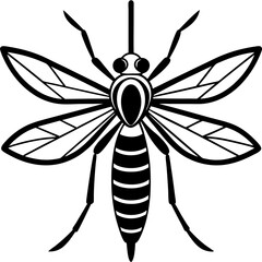 Cute Silhouette of a Mosquito line art vector cartoon illustration