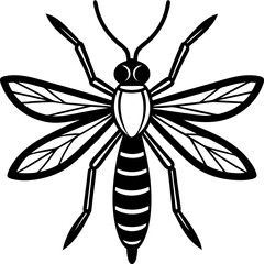 Cute Silhouette of a Mosquito line art vector cartoon illustration