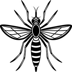 Cute Silhouette of a Mosquito line art vector cartoon illustration