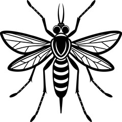 Obraz premium Cute Silhouette of a Mosquito line art vector cartoon illustration