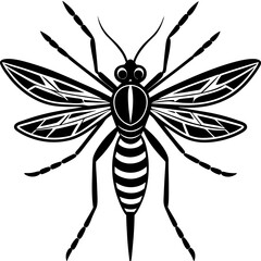 Cute Silhouette of a Mosquito line art vector cartoon illustration