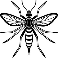 Cute Silhouette of a Mosquito line art vector cartoon illustration