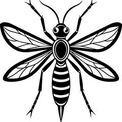 Cute Silhouette of a Mosquito line art vector cartoon illustration