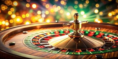 The Golden Wheel Awaits its Fate, Encased in Warm Hues and Gleaming Brass, Ready for the Spin that Will Determine Fortune's Hand