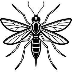 Cute Silhouette of a Mosquito line art vector cartoon illustration