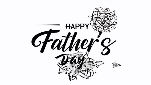creatively designed Happy Father&rsquo;s Day animation featuring elegant black white lettering suitable heartfelt celebrations events special occasions