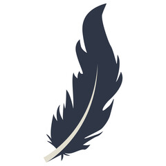 Curve Bird Feather Silhouette. Isolated on White Background. Vector Illustration