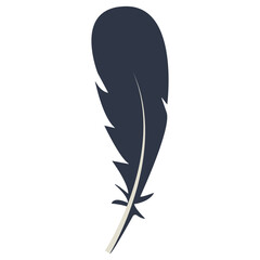 Curve Bird Feather Silhouette. Isolated on White Background. Vector Illustration