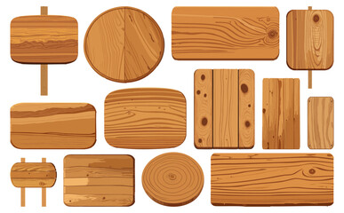 Naklejka premium 木製看板ベクターイラストセット