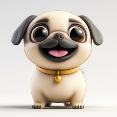 Adorable Pug Puppy: Cute Dog Image, Happy Pet, Digital Art