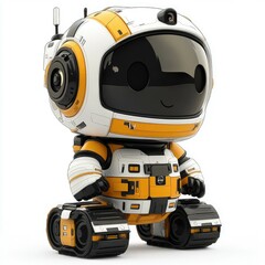 Adorable Space Robot: Futuristic 3D Render of a Cute Astronaut Robot Character