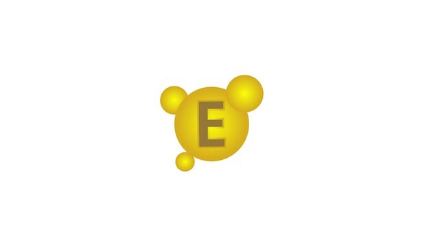 Vitamin E gold shining icon. Ascorbic acid. Motion graphics.