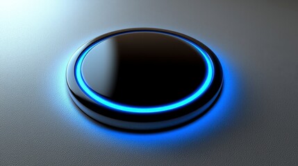 Fototapeta premium Futuristic glowing blue circle button interface.