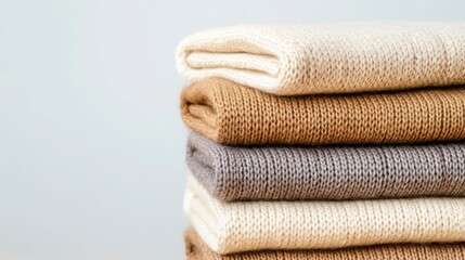 Cozy Stacked Knit Fabrics in Neutral Tones for Winter Decor