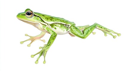 Vibrant Green Tree Frog Illustration: Detailed Rendering of Amphibian Fauna
