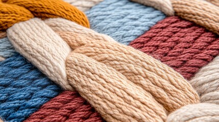 Textured Fiber Art Display with Vibrant Colors and Intricate Weave