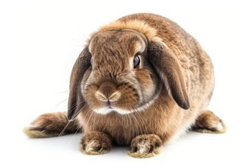 Brown French Lop rabbit isolated on a white background