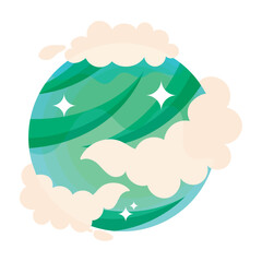 space planet with clouds