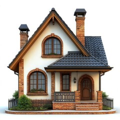 Obraz premium Dream House: Brick Exterior, Charming Design, Cozy Home, Perfect Property for Sale