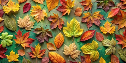 Fototapeta premium Autumnal Symphony of Hues A Tapestry of Vibrant Colors, From Golden Yellow to Crimson Red, Embracing the Essence of Fall