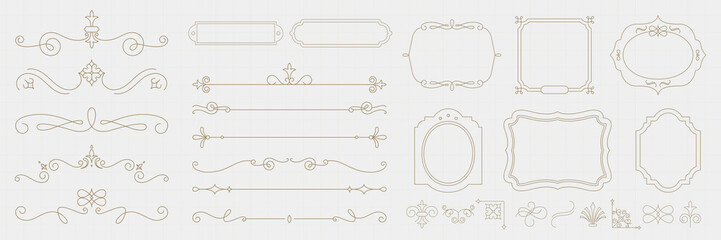 Elegant vintage frames and borders in ornate designs. Decorative frames, ornate borders, and vintage style for classic, elegant, and sophisticated designs. Vintage ornamental elements vector set.