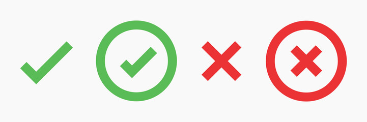 Set of green checkmark icons in various shapes: squares, circles, shields, and stars. Green checkmarks for approval, validation, and confirmation. Vector element set.