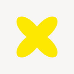 Bright yellow abstract cross vector