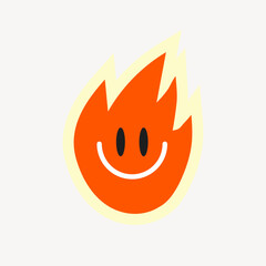 Smiling flame cartoon icon vector