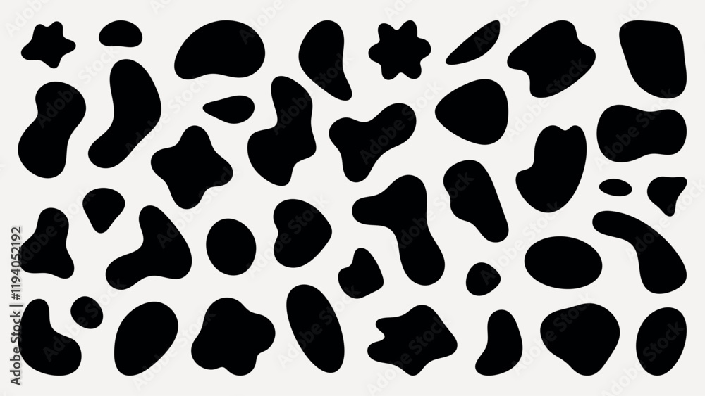 Poster abstract black shapes on a white background. random, irregular forms create a pattern. abstract shap