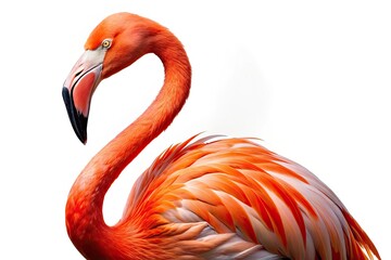 Obraz premium Panoramic Flamingo, White Background, Isolated Bird Photography, Pink Flamingo Image