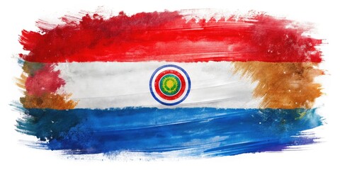 Paraguay Flag Art, Bokeh Background, Brushstrokes, Painted Texture, National Flag Design