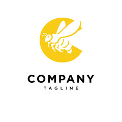 Letter C Bee Logo Icon Vector