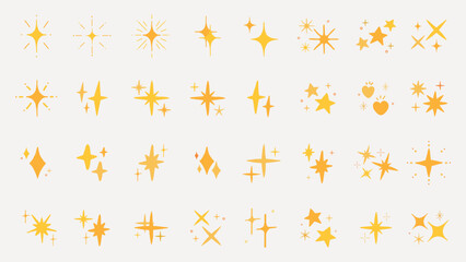 Collection of black starburst icons in various shapes. Starburst designs feature different styles and sizes. Perfect for graphic design and decoration. Element vector set.