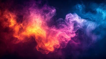 Fototapeta premium Abstract Colorful Smoke Swirls Against Dark Background