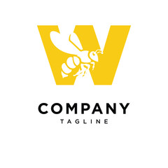 Letter W Bee Logo Icon Vector